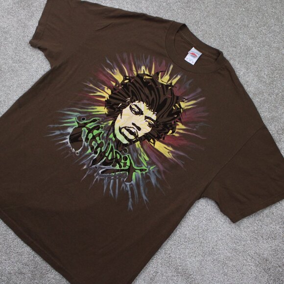 Jimi Hendrix Shirt Mens XL Brown Puffy Pain Tennessee River Tag S/S Pullover - Picture 3 of 12